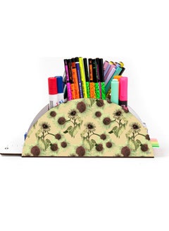 KutuTR Wooden Vip Plant Series Rainbow Ruler Desktop Pen Holder Organizer with Mounted Box  - Image 4