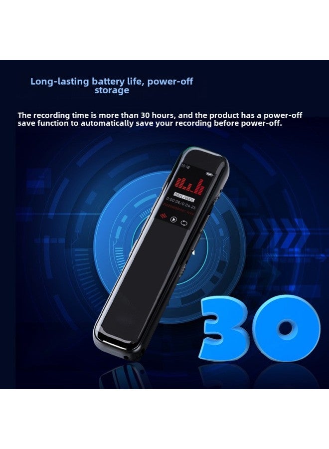 قلم تسجيل صغير عالي الدقة لتقليل الضوضاء، تسجيل بزر واحد، مسجل اجتماعات الأعمال، قلم تسجيل MP3 محمول - اللون: أسود أنيق - السعة: 64 جيجابايت (سعة التسجيل 288 ساعة) - Image 4