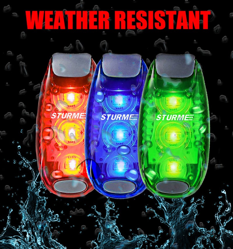 STURME LED Safety Light Strobe Lights for Daytime Running Walking Bicycle Bike Kids Child Woman Dog Pet Runner Best Flashing Warning Clip on Small Reflective Set Flash Walk Night (Green Blue Redx2) - Image 3