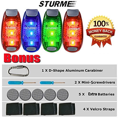 STURME LED Safety Light Strobe Lights for Daytime Running Walking Bicycle Bike Kids Child Woman Dog Pet Runner Best Flashing Warning Clip on Small Reflective Set Flash Walk Night (Green Blue Redx2) - Image 2