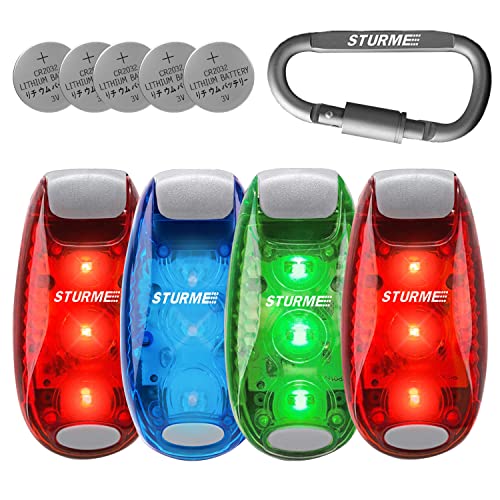 STURME LED Safety Light Strobe Lights for Daytime Running Walking Bicycle Bike Kids Child Woman Dog Pet Runner Best Flashing Warning Clip on Small Reflective Set Flash Walk Night (Green Blue Redx2) - Image 1