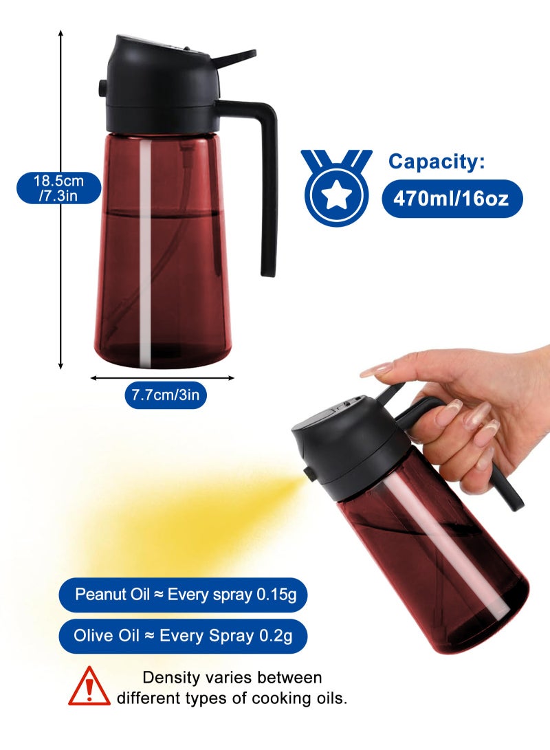 HomarKet 2pcs 16oz/470ml Light-Blocking Dark Oil Sprayer for Cooking, 2 in 1 Olive Oil Dispenser Bottle for Kitchen, Premium Tea color Glass Oil Bottle, Food-Grade Oil Mister for Air Fryer, BBQ(Black×2） - Image 2