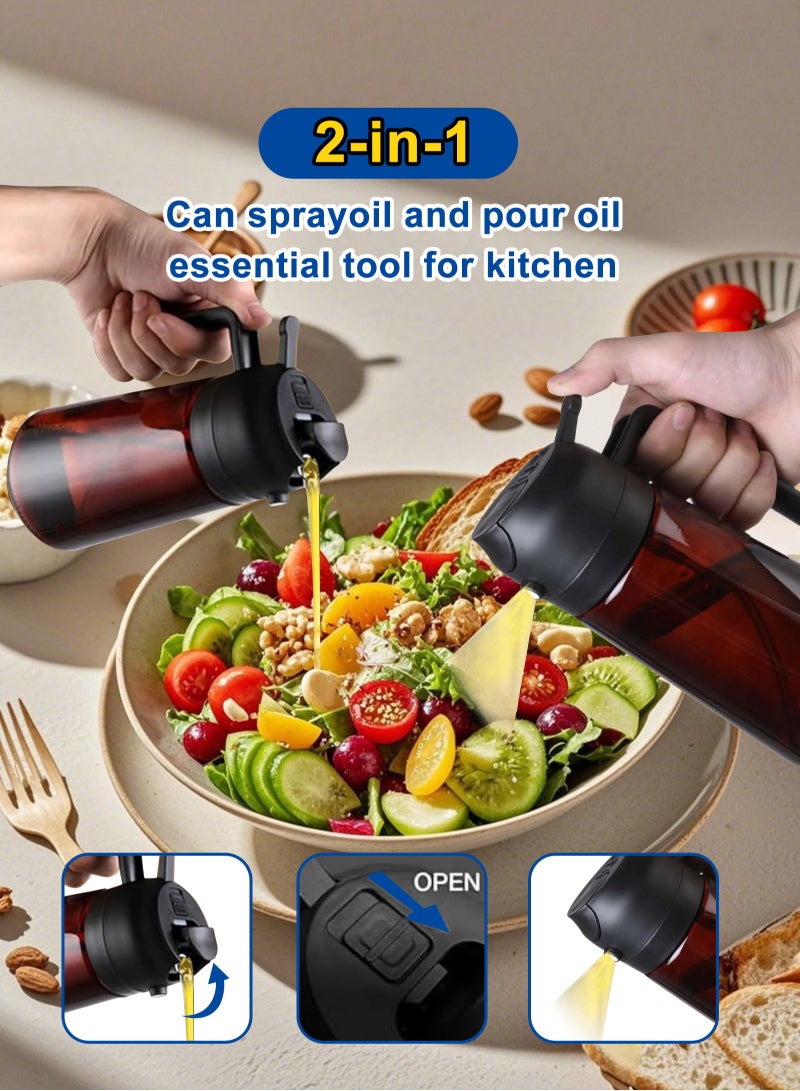 HomarKet 2pcs 16oz/470ml Light-Blocking Dark Oil Sprayer for Cooking, 2 in 1 Olive Oil Dispenser Bottle for Kitchen, Premium Tea color Glass Oil Bottle, Food-Grade Oil Mister for Air Fryer, BBQ(Black×2） - Image 4