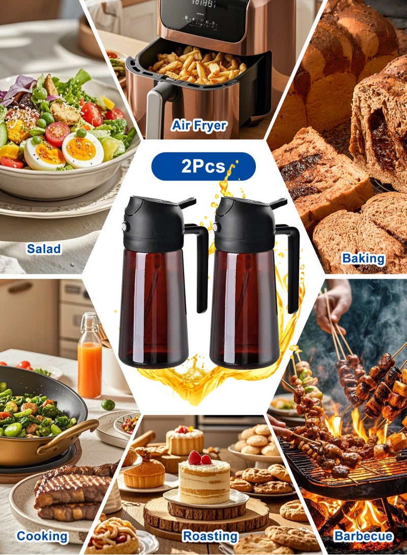 HomarKet 2pcs 16oz/470ml Light-Blocking Dark Oil Sprayer for Cooking, 2 in 1 Olive Oil Dispenser Bottle for Kitchen, Premium Tea color Glass Oil Bottle, Food-Grade Oil Mister for Air Fryer, BBQ(Black×2） - Image 3