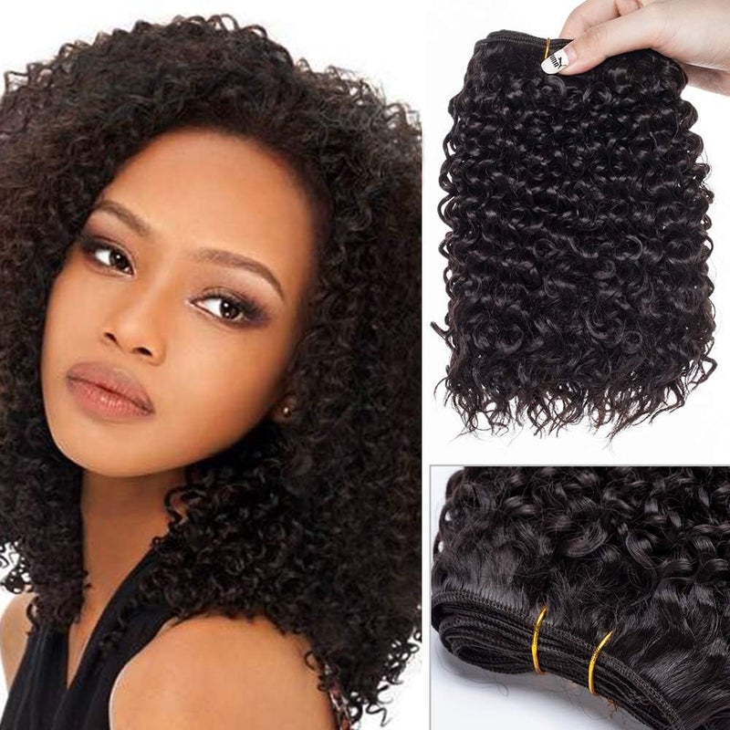 Hair Bundles Synthetic One Piece Water Wave 8 Inch Short Curly Hairpiece Soft Hair Weave Wavy Natural BlackWeight120g