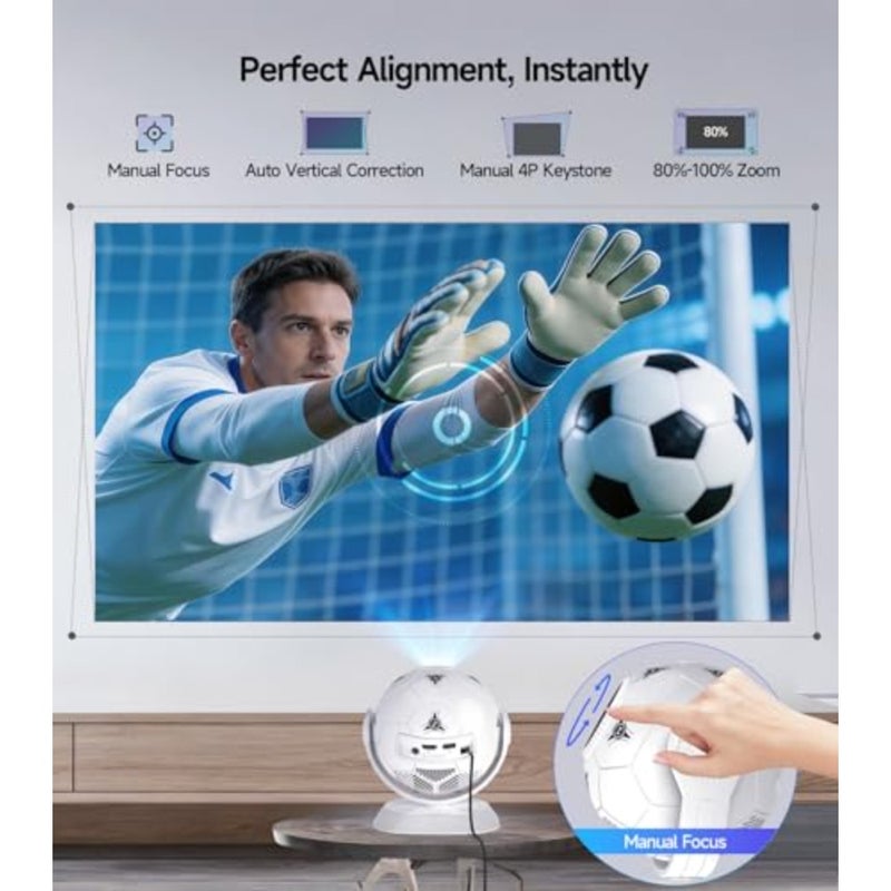 يدعم جهاز العرض 4K، أصلي 720 بكسل، واي فاي 6 وبلوتوث 5.4 مدمج بنظام أندرويد 14، تصحيح الانحراف التلقائي، عرض سقف 360 درجة للمنزل، متوافق مع HD وUSB والهاتف وعصا التلفزيون - Image 2