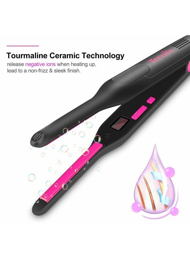 Terviiix Pencil Flat Iron, Small Flat Irons for Short Hair, Beard and Pixie Cut, 3/10 Inch Ceramic Tourmaline Mini Hair Straightener Dual Voltage with Adjustable Temperature, Auto Shut Off  - Image 4