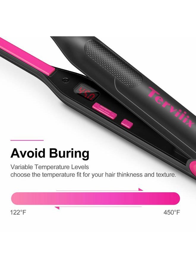 Terviiix Pencil Flat Iron, Small Flat Irons for Short Hair, Beard and Pixie Cut, 3/10 Inch Ceramic Tourmaline Mini Hair Straightener Dual Voltage with Adjustable Temperature, Auto Shut Off  - Image 2