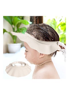 Safe Adjustable Shower Cap for Babies and Toddlers Silicone Eye Ear Protection Bath Visor Cap Beige