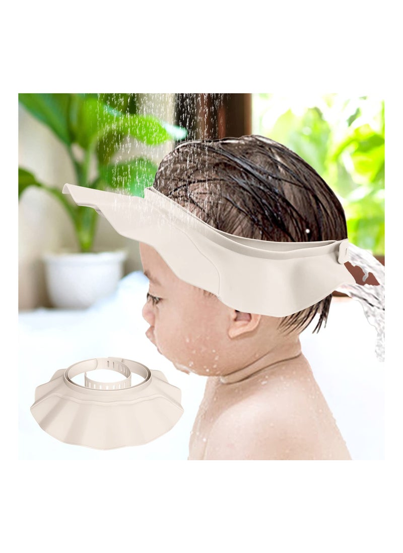 Generic - Safe Adjustable Shower Cap for Babies and Toddlers Silicone Eye Ear Protection Bath Visor Cap Beige - Image 1