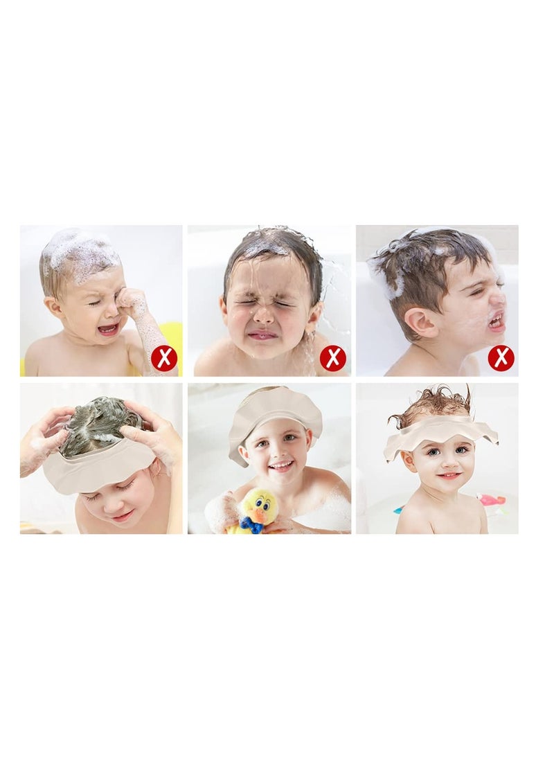 Generic - Safe Adjustable Shower Cap for Babies and Toddlers Silicone Eye Ear Protection Bath Visor Cap Beige - Image 1