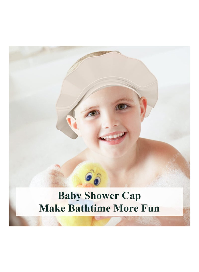 Generic - Safe Adjustable Shower Cap for Babies and Toddlers Silicone Eye Ear Protection Bath Visor Cap Beige - Image 1