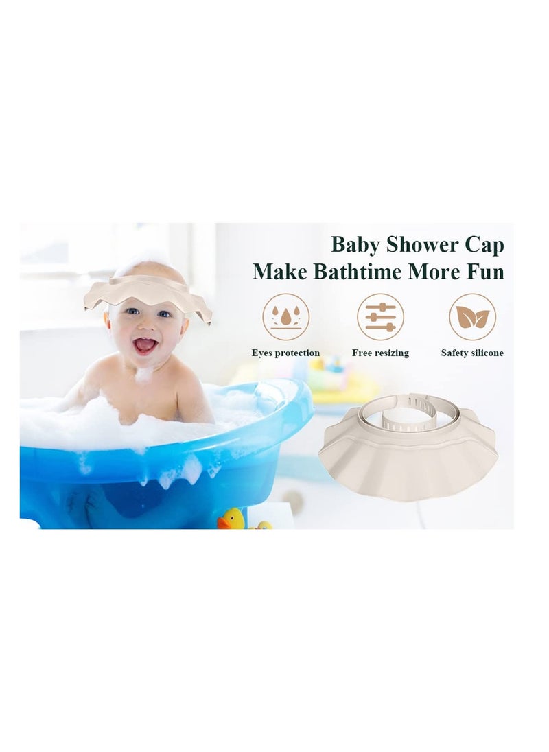 Generic - Safe Adjustable Shower Cap for Babies and Toddlers Silicone Eye Ear Protection Bath Visor Cap Beige - Image 1
