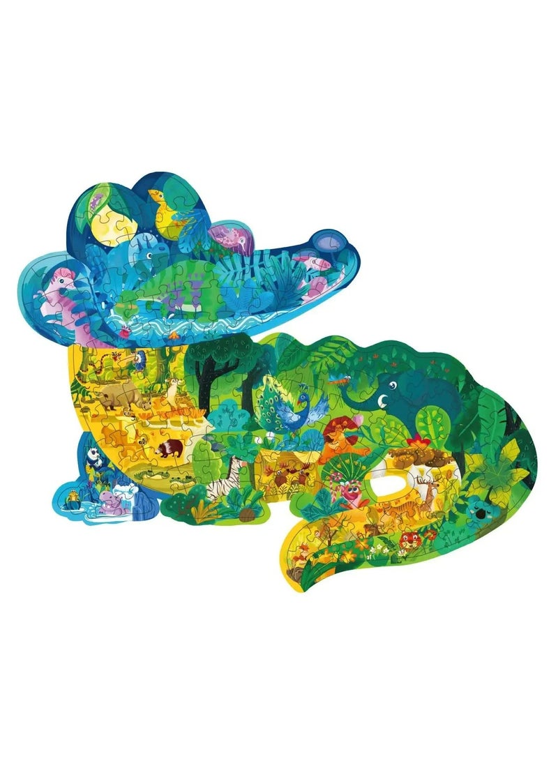 CMGTYYD. ألغاز الصور المقطوعة للأطفال من سن 3-5، 6-8، 8-10، ألغاز الأطفال الملونة الممتعة على شكل حيوانات، ألعاب تعليمية تعليمية وألعاب هدايا تعليمية للأولاد والبنات (تمساح - 154 قطعة) - Image 2