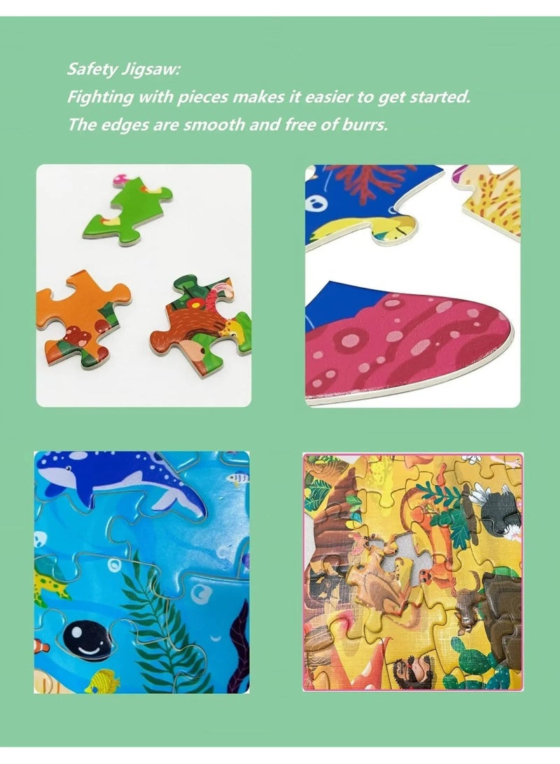 CMGTYYD. ألغاز الصور المقطوعة للأطفال من سن 3-5، 6-8، 8-10، ألغاز الأطفال الملونة الممتعة على شكل حيوانات، ألعاب تعليمية تعليمية وألعاب هدايا تعليمية للأولاد والبنات (تمساح - 154 قطعة) - Image 4