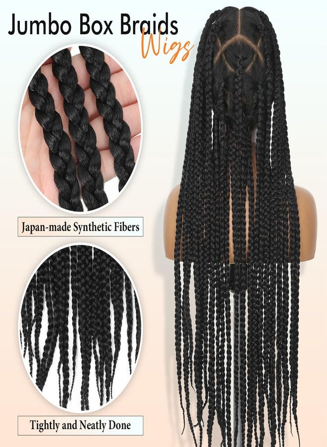 Lady Miranda Full Lace Jumbo Braided Wigs for Black Women Knotless Box Braid Wig with Baby Hair 32" Glueless Wigs Jumbo Box Braids Lace Front Synthetic Wig - Image 3