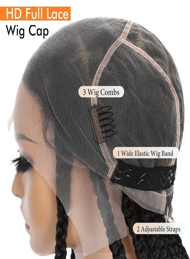 Lady Miranda Full Lace Jumbo Braided Wigs for Black Women Knotless Box Braid Wig with Baby Hair 32" Glueless Wigs Jumbo Box Braids Lace Front Synthetic Wig - Image 4
