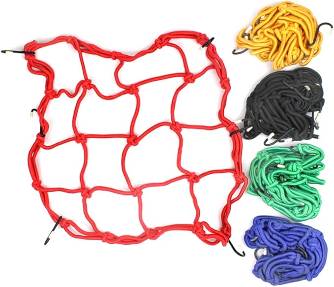 Motorcycle Cargo Net With Hooks Elastic Bungee Luggage Holder For Helmets 1 Pack - Image 1