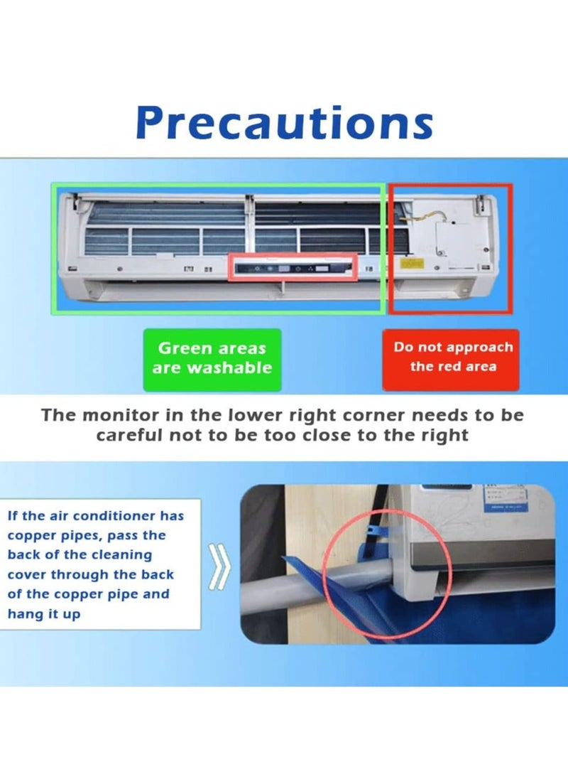 SänHahn Waterproof Split Air Conditioner Cleaning Kits of 10 Piece, Wall Mounted Air Conditioning Dust Washing Clean Cover Air Conditioner Service Bag for 1~2P Hanging Air Conditioners (Blue,size:135x60cm)  - Image 5