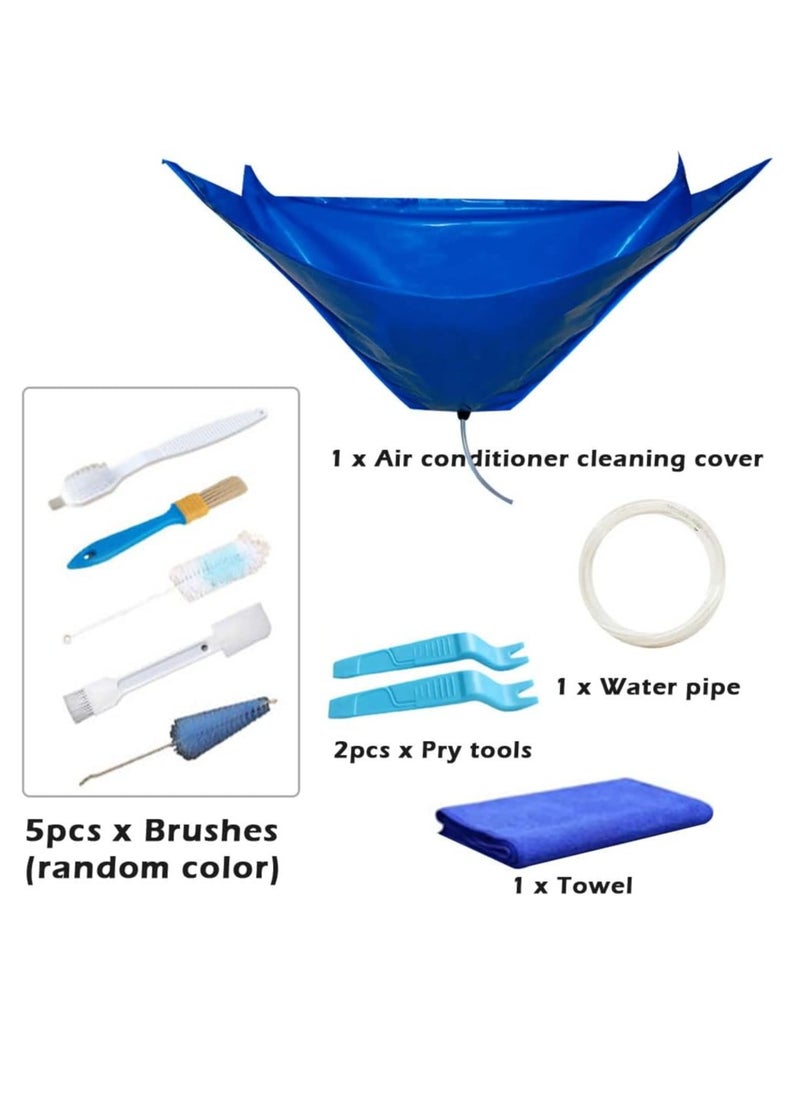 SänHahn Waterproof Split Air Conditioner Cleaning Kits of 10 Piece, Wall Mounted Air Conditioning Dust Washing Clean Cover Air Conditioner Service Bag for 1~2P Hanging Air Conditioners (Blue,size:135x60cm)  - Image 2