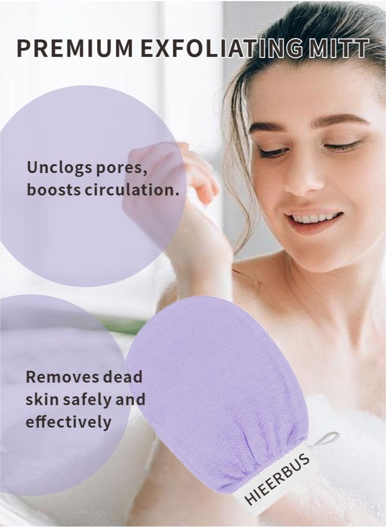 HieerBus - Deep Exfoliating Glove, Korean Loofah for Shower Cleaning and Exfoliating The Skin ,Body Scrubber Loofah Sponge for Dead Skin Remover Making Moroccan Bath at Home Purple - Image 1