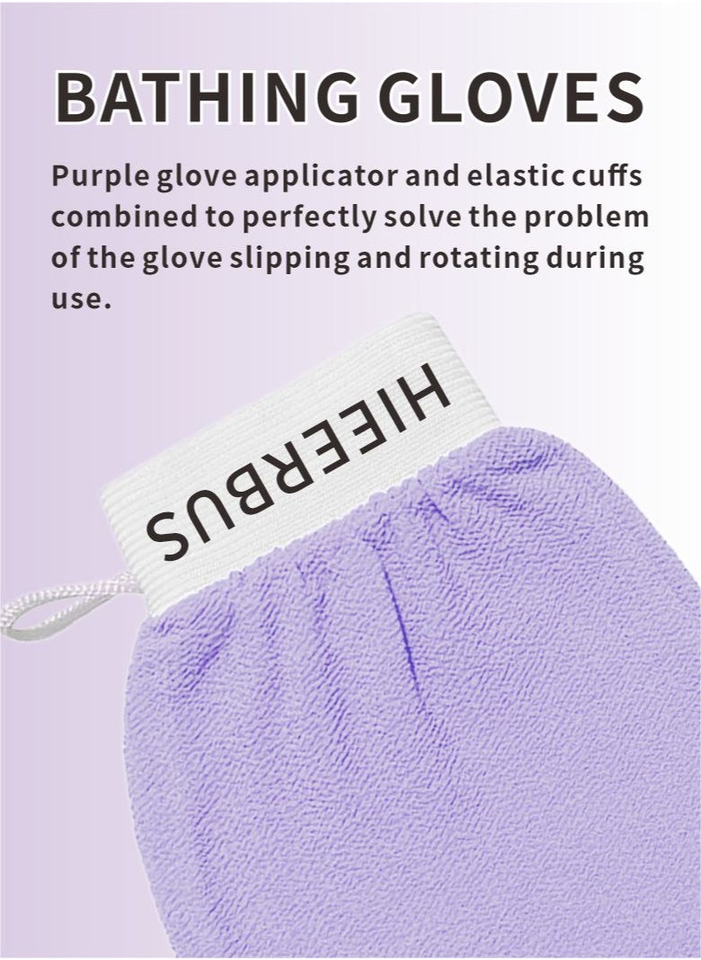 HieerBus - Deep Exfoliating Glove, Korean Loofah for Shower Cleaning and Exfoliating The Skin ,Body Scrubber Loofah Sponge for Dead Skin Remover Making Moroccan Bath at Home Purple - Image 1