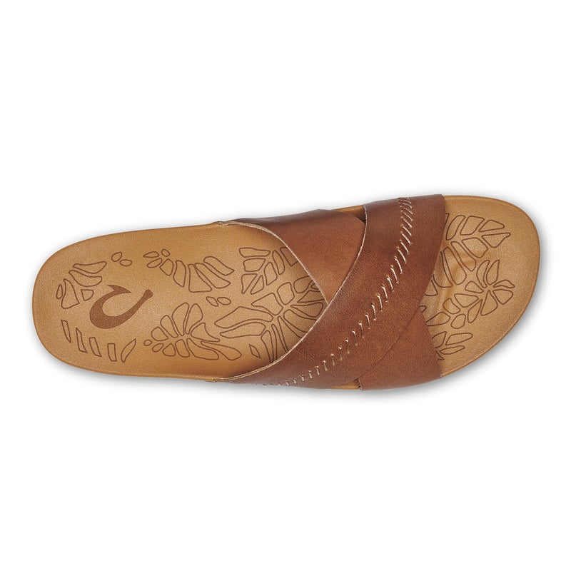 OLUKAI Kipe'a Olu Women's Slide Sandal, Premium Leather, Relaxed & Dressy Design For Any Occasion, All-Day Comfort & Fit, Sahara/Sahara, 7 - Image 5