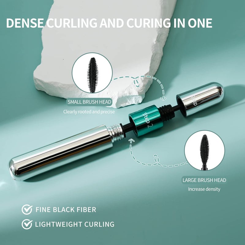 Vibely 2 in 1 Mascara 5x Longer Waterproof Lash Cosmetics Natural Lengthening and Thickening Effect No Clumping Superstrong Magic 4d Silk Fiber for Vibely Mascara Makeup - Image 3