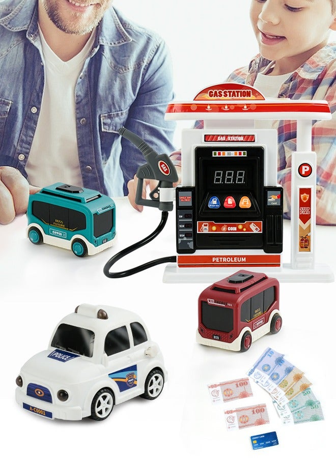Simulated gas station playset Multifunctional gas station toy Car refueling playset Realistic spray effect Simulated toys for children's scenes - Image 1
