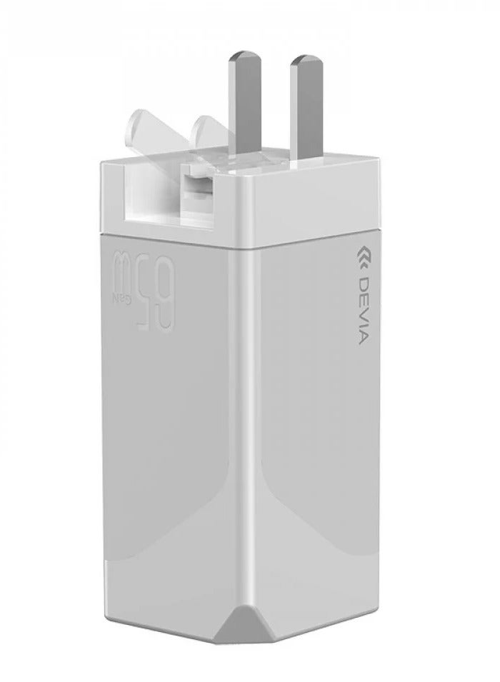Devia Extreme Speed GaN PD + QC 4.0 Mini Quick Charger 65W UK - White - Image 1