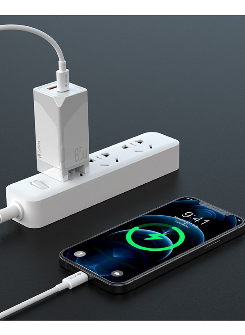Devia Extreme Speed GaN PD + QC 4.0 Mini Quick Charger 65W UK - White - Image 3