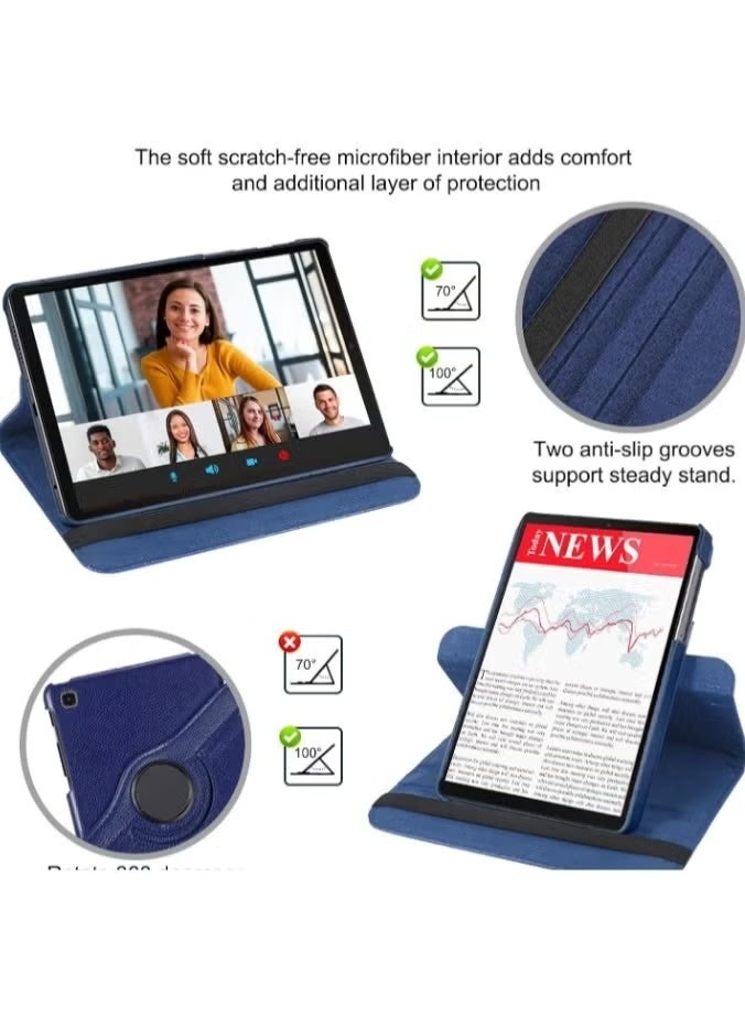 غطاء حافظة فوليو دوار 360 درجة من الجلد الأزرق مع حزام يد لجهاز iPad Air 11 بوصة - Image 3