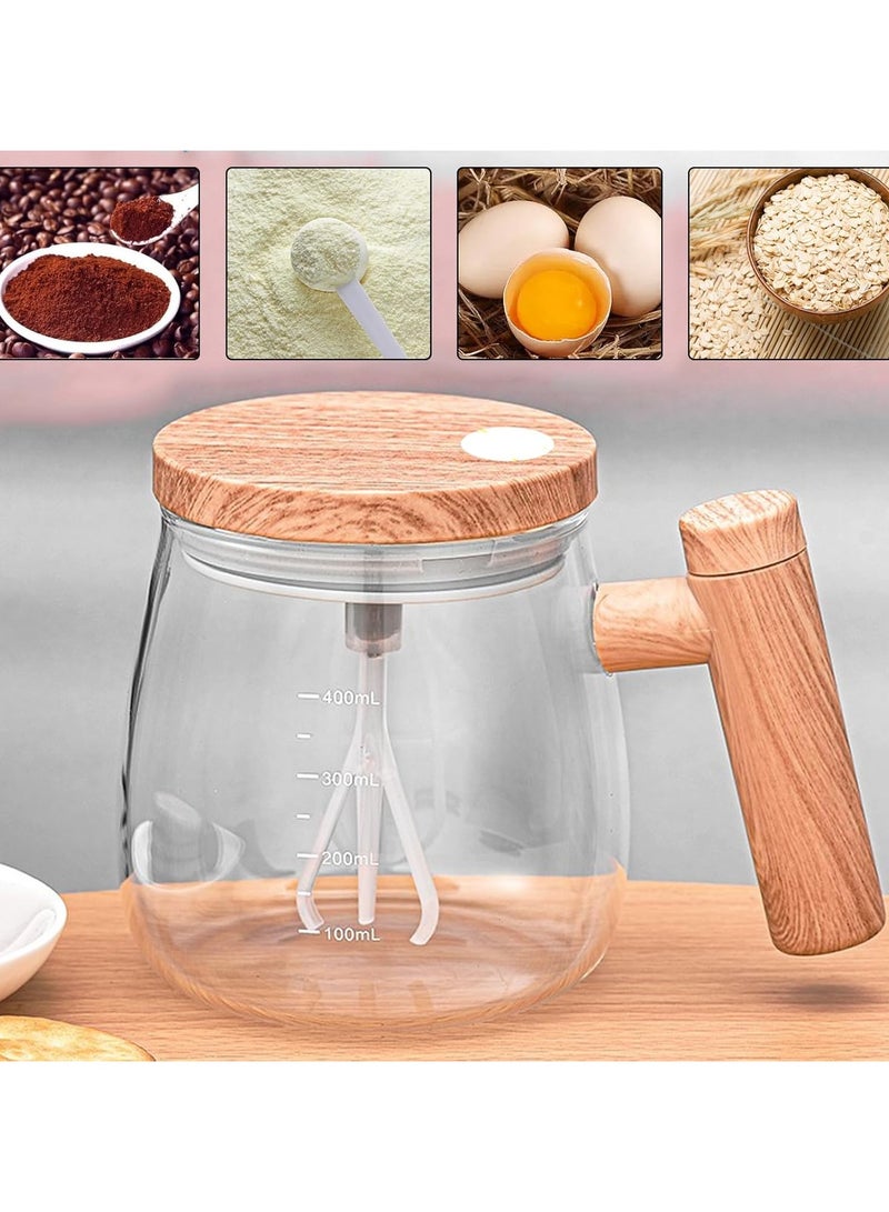 Portable USB Electric Mixer Cup – 400ml Self-Stirring Glass Mug with Silicone Base – Ideal for Protein, Coffee, Oats & Powdered Drinks