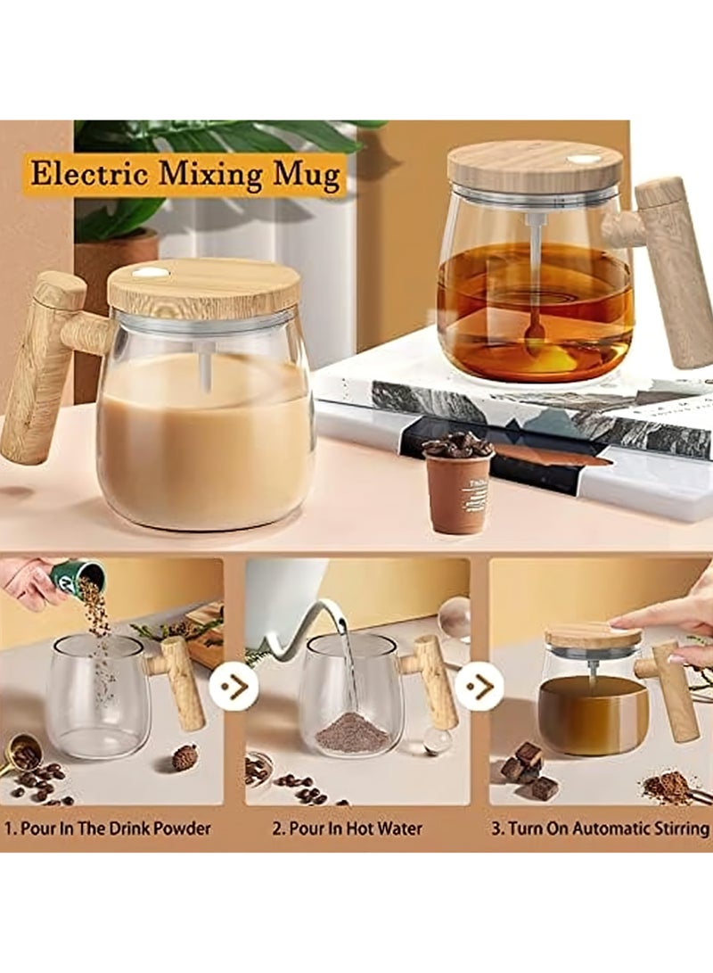 Portable USB Electric Mixer Cup – 400ml Self-Stirring Glass Mug with Silicone Base – Ideal for Protein, Coffee, Oats & Powdered Drinks