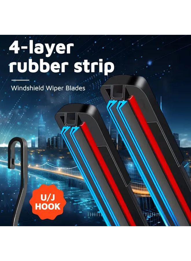 26 Inch Premium All Seasons Durable Stable Quiet Windshield Wiper Blades U J Hook 1pc - Image 2