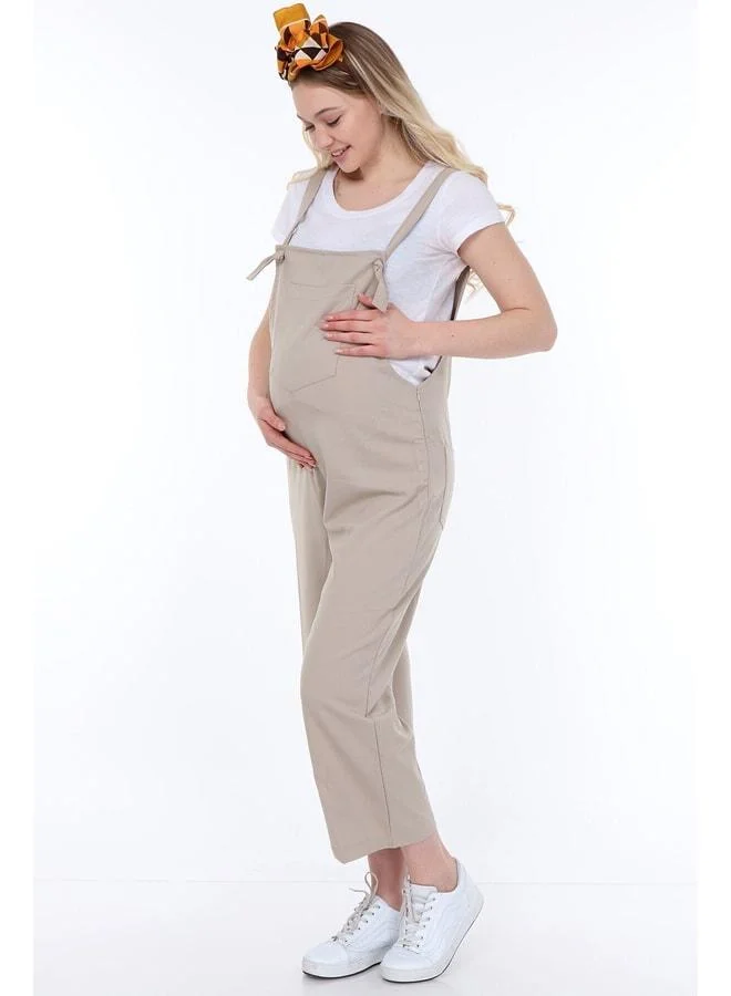 LuvmaBelly MYRA6101 - Beige Maternity Romper.