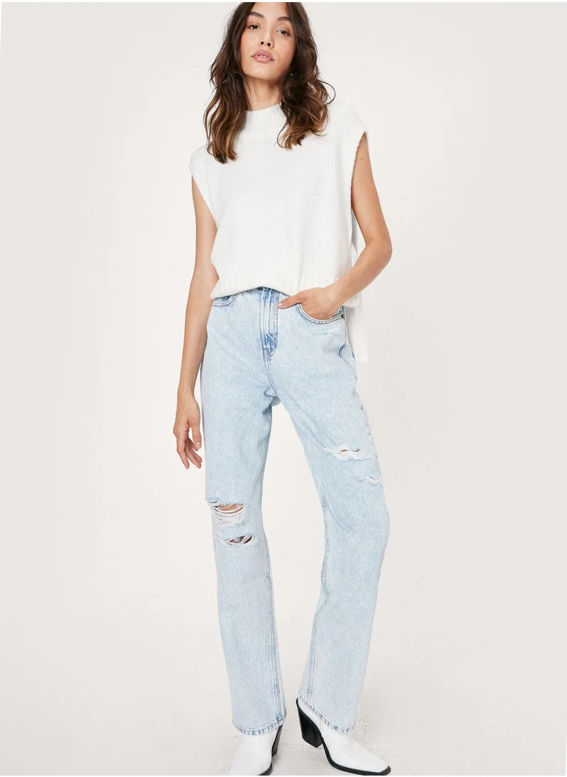 NASTY GAL Ripped Straight Jeans