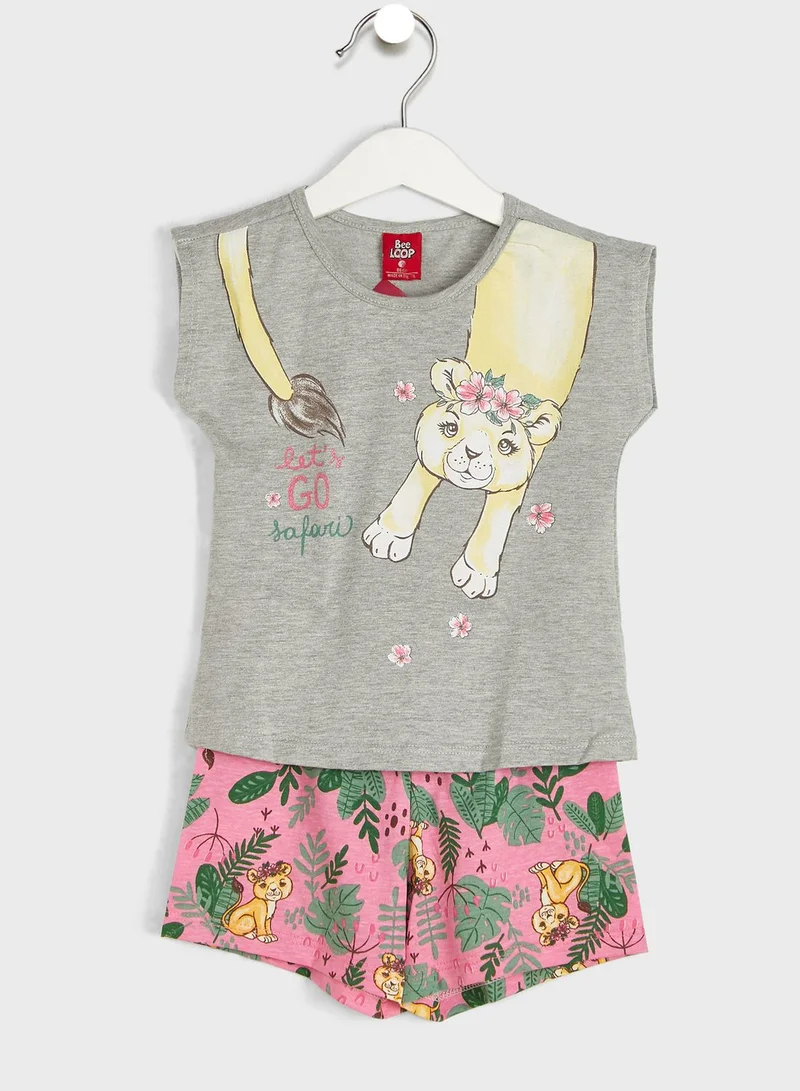 Bee Loop Infant Printed Blouse And Shorts Set