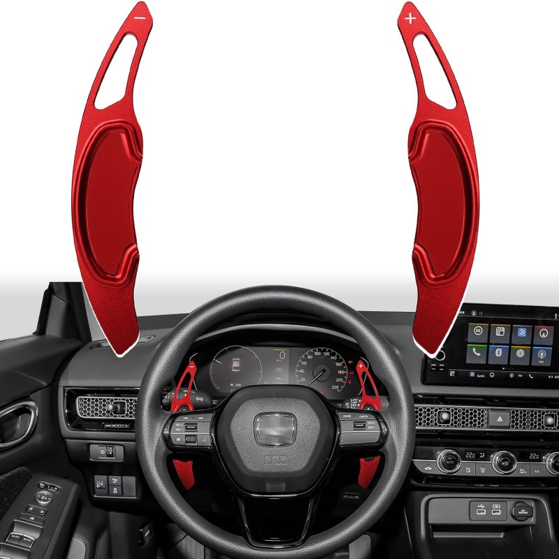 Thenice Compatible with Honda Civic Aluminium Alloy Paddle Shifters Paddle Shift Extension for 11th Gen Civic 2022-2026, Accord/CR-V 2023-2026 (Red) - Image 1