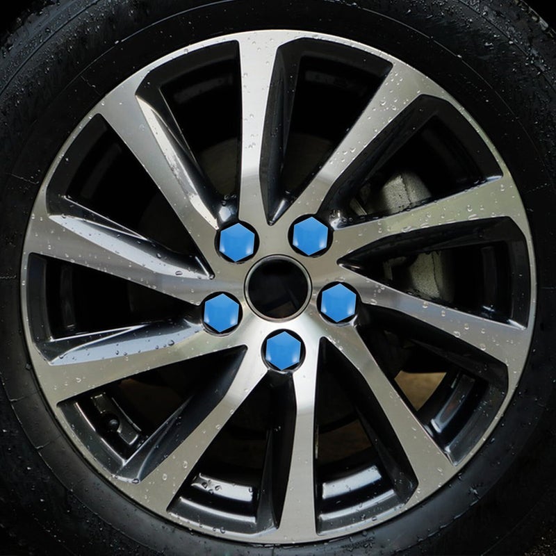 20pcs 19mm Blue Glossy Plastic Tire Valve Stem Caps Wheel Lug Nut Covers With Black Clip Universal Car Rim Protectors - Image 4