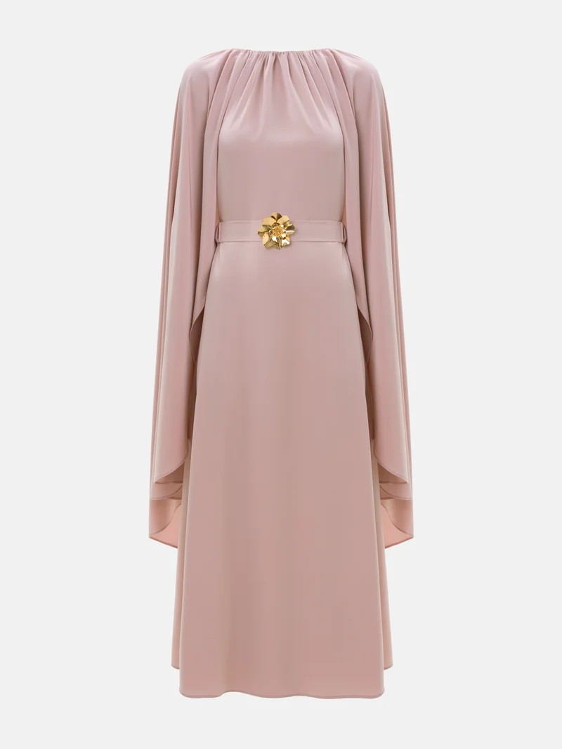 Lichi Loose maxi dress with a cape and matching belt