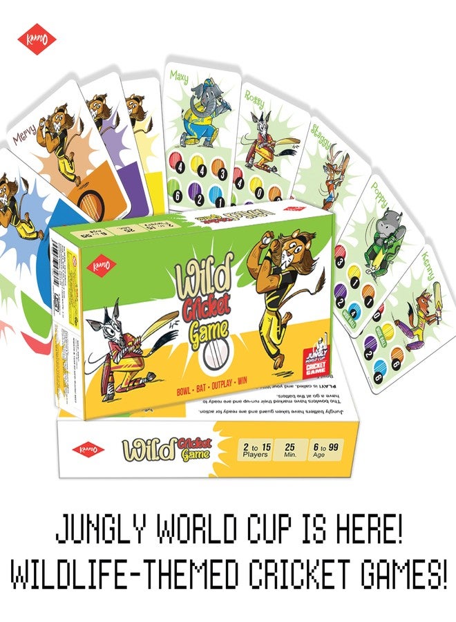 كادو لعبة KAADOO Wild Cricket - لعبة كريكيت ممتعة مستوحاة من الحياة البرية للأطفال من سن 6 سنوات فما فوق والمراهقين والبالغين - صنع في الهند (2-4 لاعبين) - مثالية خلال مباريات الدوري الهندي الممتاز للكريكيت، والعطلات، وأعياد الميلاد - هدية مثالية للشركات والأفراد. - Image 2
