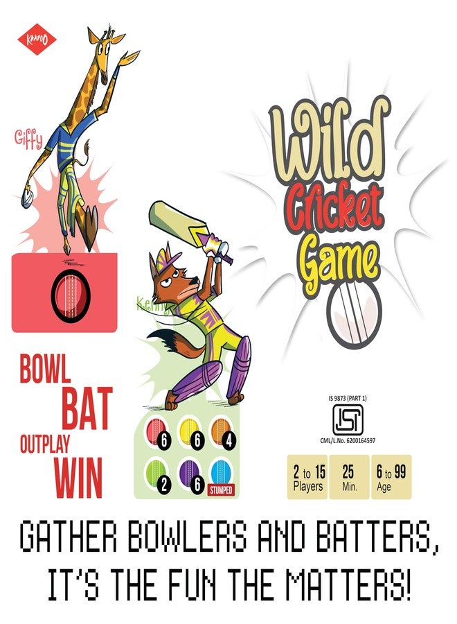 كادو لعبة KAADOO Wild Cricket - لعبة كريكيت ممتعة مستوحاة من الحياة البرية للأطفال من سن 6 سنوات فما فوق والمراهقين والبالغين - صنع في الهند (2-4 لاعبين) - مثالية خلال مباريات الدوري الهندي الممتاز للكريكيت، والعطلات، وأعياد الميلاد - هدية مثالية للشركات والأفراد. - Image 4