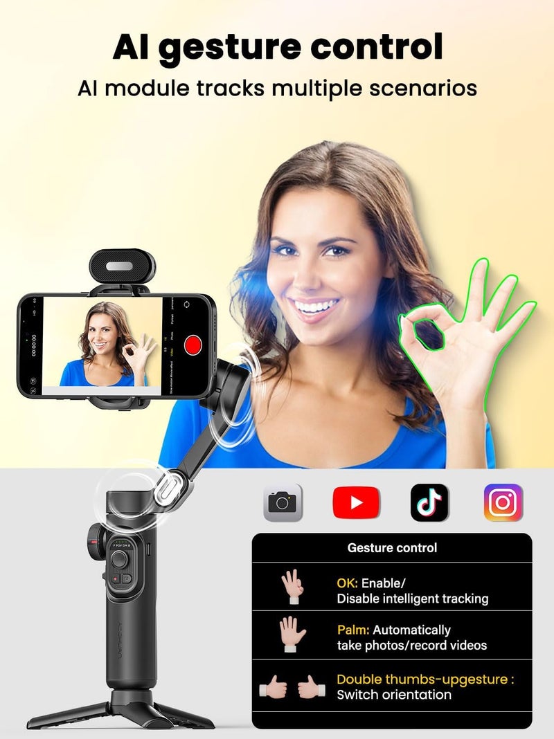 AOCHUAN XE AI Version Gimbal Stabilizer for Smartphone with AI Tracking and Gesture Control - Image 3
