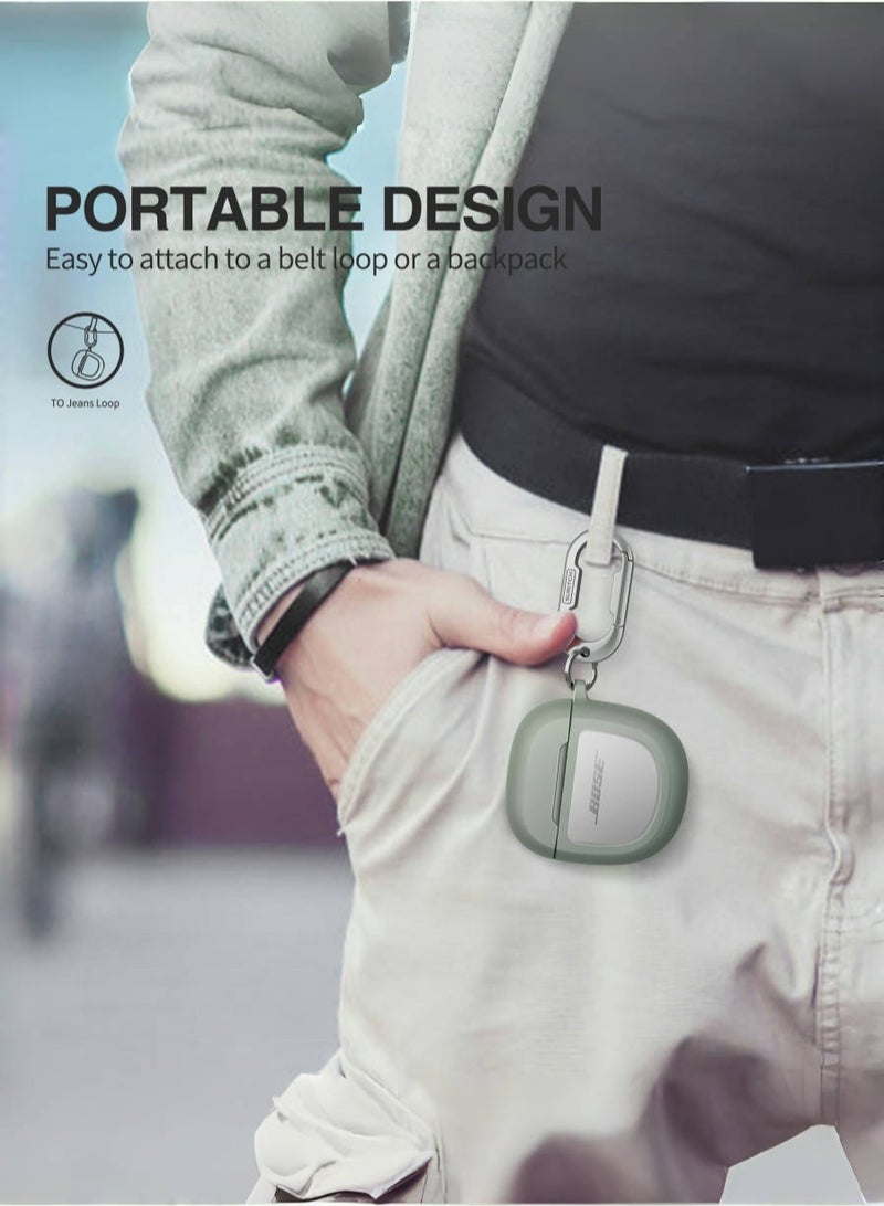 for Bose QuietComfort Ultra 2023 Case & Bose QuietComfort Earbuds II 2022 Case, with Carabiner, Green - Image 5