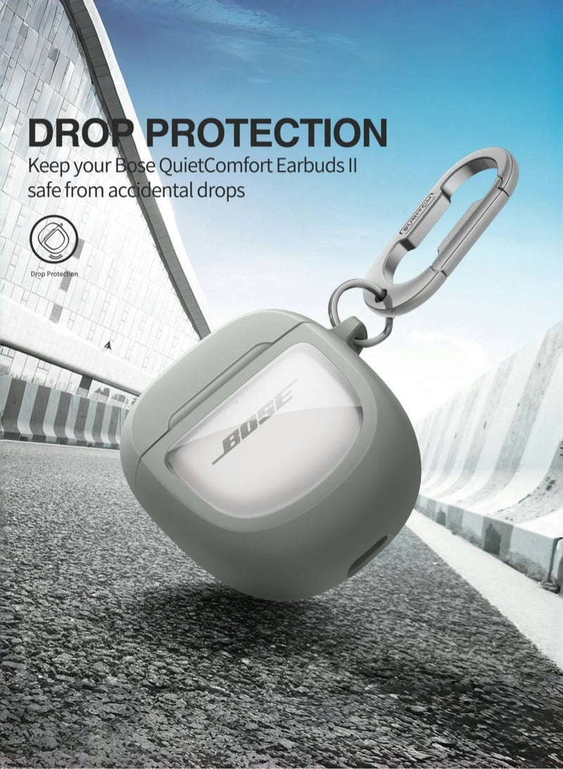 for Bose QuietComfort Ultra 2023 Case & Bose QuietComfort Earbuds II 2022 Case, with Carabiner, Green - Image 3