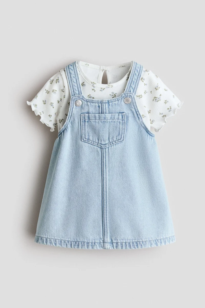 H&M 2-piece dungaree dress and top set