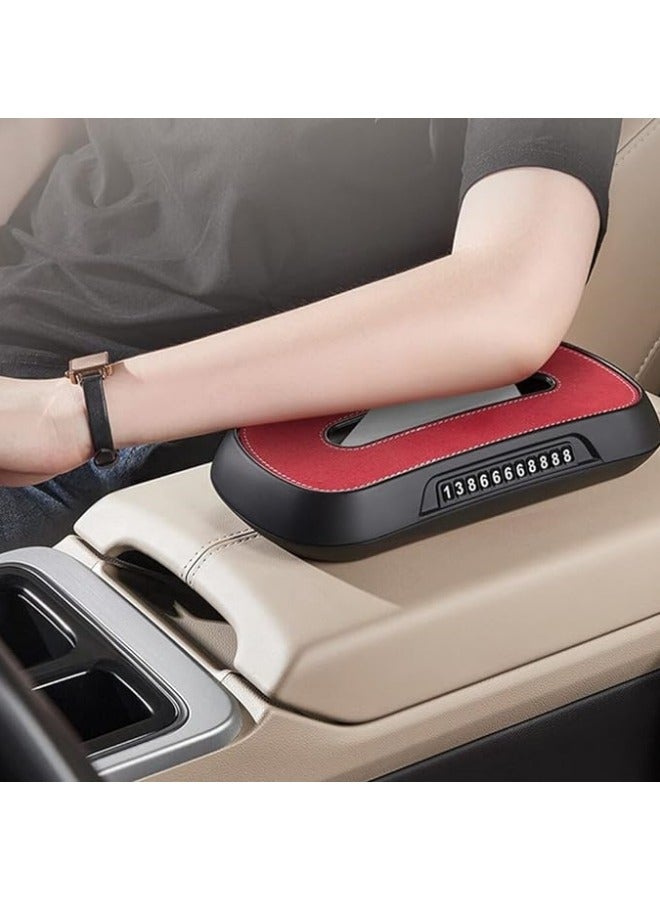 Car Sun Visor Tissue Holder,Temporary Stop Sign Parking Card Backseat Tissue Case Holder Paper Tissue Dispenser Armrest Storage Box Interior Accessories for Women Men - Image 4
