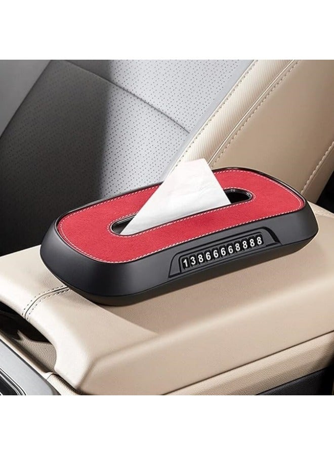 Car Sun Visor Tissue Holder,Temporary Stop Sign Parking Card Backseat Tissue Case Holder Paper Tissue Dispenser Armrest Storage Box Interior Accessories for Women Men - Image 3