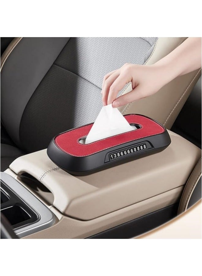 Car Sun Visor Tissue Holder,Temporary Stop Sign Parking Card Backseat Tissue Case Holder Paper Tissue Dispenser Armrest Storage Box Interior Accessories for Women Men - Image 5